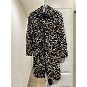 Chico's Women's Leopard Print Jacket Size 0, Full Zip, Collar, Gold Accents